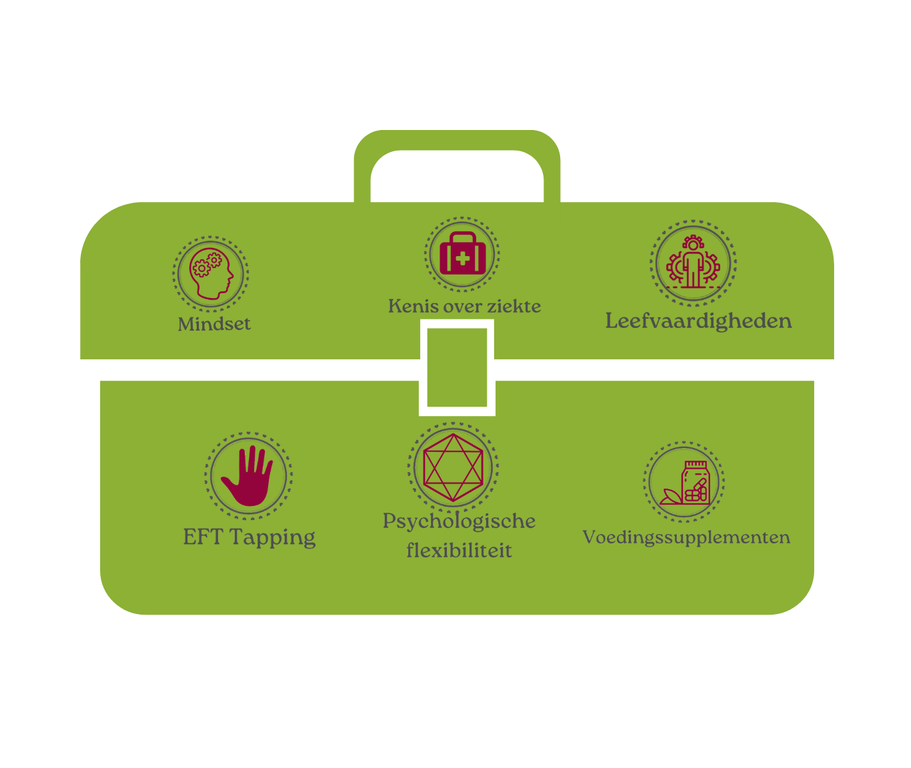 De ACT2Nourish Toolbox met essentiële tools voor een gezonde leefstijl, zoals mindset, EFT Tapping, voedingssupplementen en psychologische flexibiliteit.